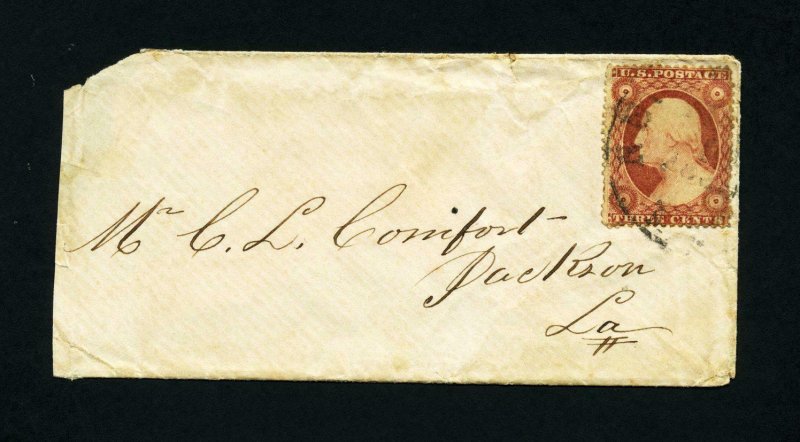 # 25 on cover from New York, NY to Jackson, Louisiana - 1850's