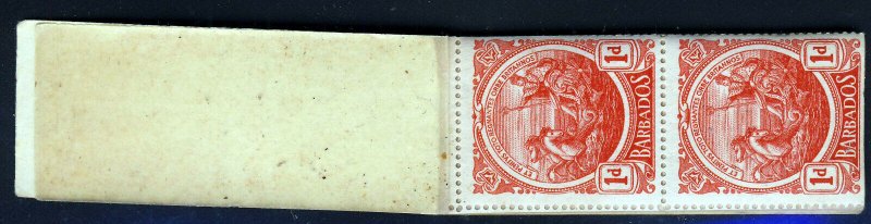 BARBADOS KG V 1916 Booklet Full Contents + Leaves 12x½d & 18x1d Stapled SG SB3