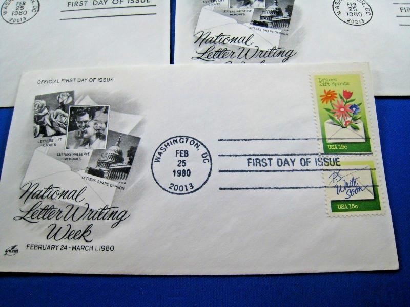 U.S. FIRST DAY COVER SETS - LOT of 9 - 1980-NATIONAL LETTER WRITING    (FDC-16x)