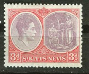 St. Kitts-Nevis # 84a  George VI, 3d. perf. variety (1) Unused VLH