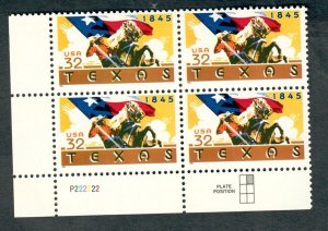 2968 Texas MNH plate block - LL