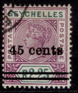 SEYCHELLES EDVII SG45, 45c on 2r 25 bright mauve & green, FINE USED. Cat £100.