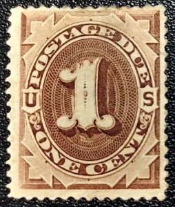 Scott Stamp# J8 - 1879 1¢ Scarce Deep Brown. MHR, OG. PSAG Cert. SCV $16,000.00