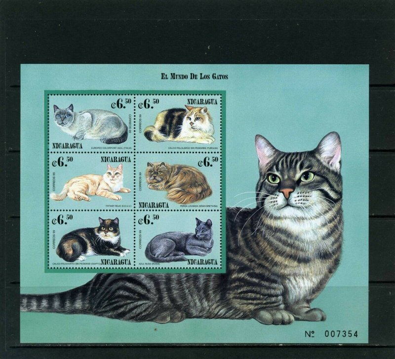NICARAGUA 1999 CATS SHEET OF 6 STAMPS MNH