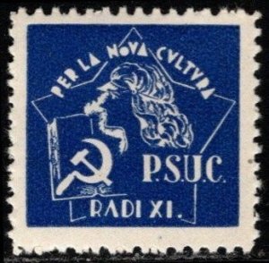 1937 Spain Civil War Charity Stamp (No Value) P.S.U.C. For the New Culture MNH