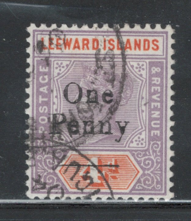 Leeward Islands 1902 Surcharge 1p Scott # 17 Used