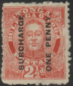 Tonga 1895 SG30 1d on 2½d vermilion King George II MNG