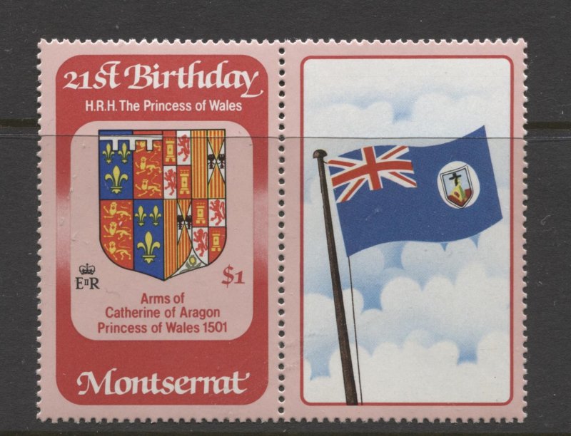 STAMP STATION PERTH Montserrat #485+Label Princess Diana 21st Birthday MNH 1982