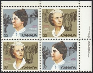 HISTORY = FEMINISTS = Canada 1985 #1048a MNH UR Block of 4 w/inscription