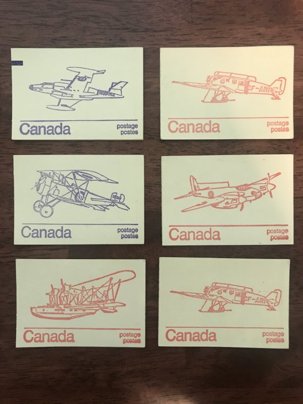 Canada Stamps Booklet Panes (6), 1970s issue, excellent condition