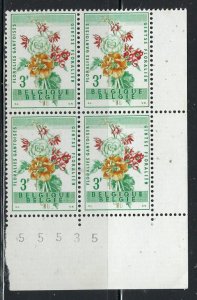 Belgium 541 MNH 1960 Plate # Block of 4 (fe7342)
