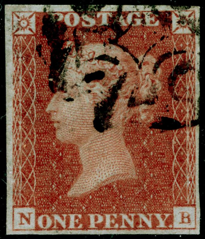 SG9, 1d pale red-brown PLATE 13, FINE USED. Cat £170. 4 MARGINS. NB