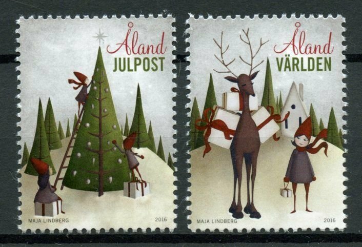 Aland Christmas Stamps 2016 MNH Christmas Tree Trees Reindeer 2v Set