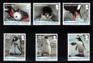 BRITISH ANTARCTIC 2016 Gentoo Penguin Airmails; Scott C33-38, SG 716-21; MNH