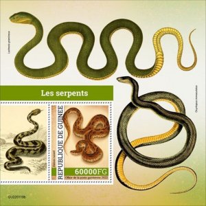 Guinea - 2022 Russell's Viper Snake - Stamp Souvenir Sheet - GU220119b