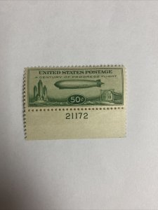 C18 $.50 Zepplin extra fine never hinged with plate number 