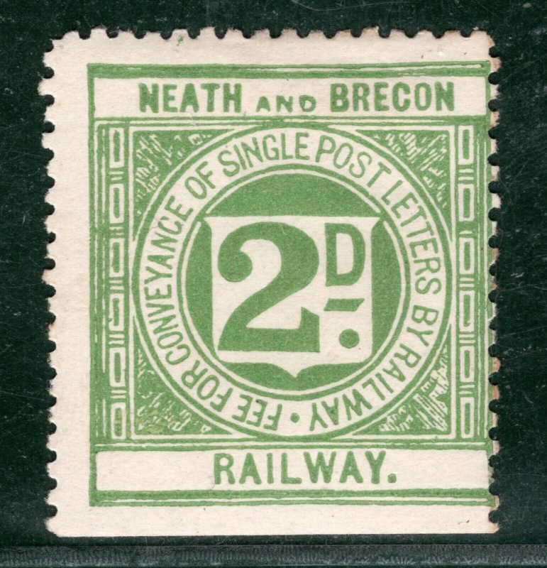GB Wales RAILWAY QV Letter Stamp 2d NEATH & BRECON (1897) Mint MM WHITE105