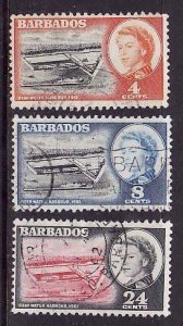 Barbados-Sc#251-3- id9-used QEII set-Deep Water Harbour-1961-