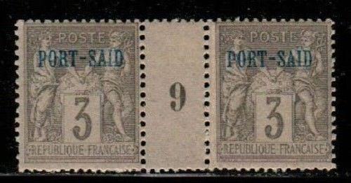 French Offices in Port Said Scott 3 Mint hinged Millesime pair #9 (CV 35 Euros)