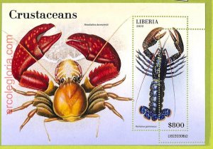 B0508 - LIBERIA - MISPERF ERROR Stamp Sheet - 2022 - Crustaceans-