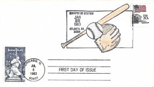 1983 FDC, #2046, 20c Babe Ruth, William Cloker(?) - signed, dual cancels