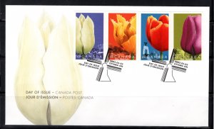 1946 (a-d) (4) Combination FDC, Canada, Tulips, Die Cut, 2002, May 3