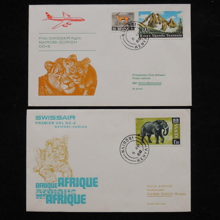 ZS-Q038 BRITISH KUT - Swissair, 1968 To Zurich Switzerland Covers