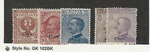 Italy - Coo, Postage Stamp, #1, 3, 6 LH, 7-8 Mint NH, 1912, JFZ
