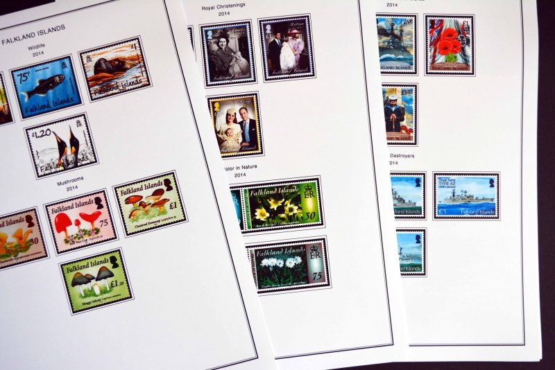 COLOR PRINTED FALKLAND ISLANDS 2011-2020 STAMP ALBUM PAGES (36 illustr. pages)