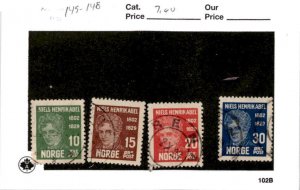 Norway, Postage Stamp, #145-148 Used, 1929 Niels Henrik, Math (AE)