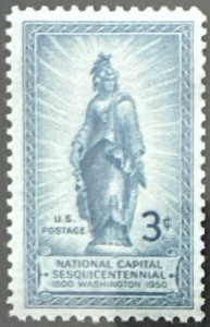 Scott #989 1950 3¢ National Capital Sesquicentennial Statue of Freedom MNH OG