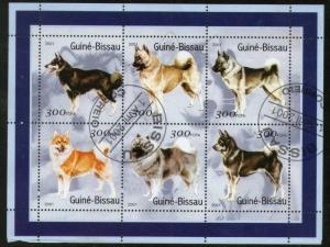 Guine Bissau 2001 Breeds of Dogs Pet Animal M/s Sheetlet Cancelled