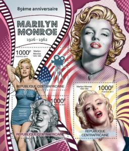 CENTRAFRICAINE 2011 SHEET MARILYN MONROE ACTRESSES CINEMA ca11313a