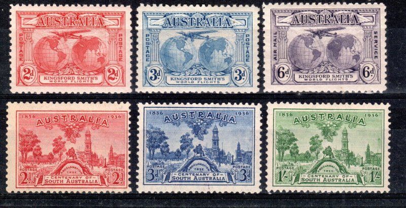 Australia 1931 Kingsford Smith and 1936 Centenary of South Australia sets MNH/MH