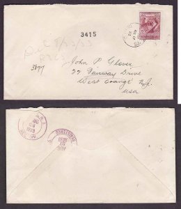 Newfoundland cover-#13940 - 15c Gilbert reg'd to US