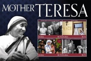 SAINT KITTS 2011 - MOTHER TERESA SHEET OF 4 STAMPS (#2) MNH