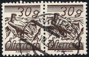 Austria - 1925 - Scott #318 - used pair - Bird Golden Eagle