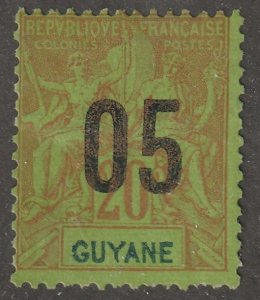 French Guiana, stamp,  Scott#88,  mint, hinged,  5, yellow/green