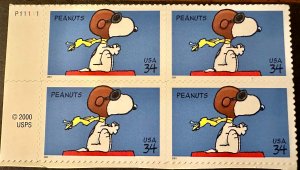 US # 3507 Snoopy PB 34c 2001 Mint NH