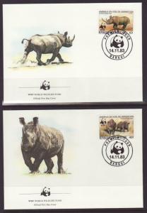 Central African Republic 615-618 Rhinoceros 1983 WWF S/4 U/A FDC