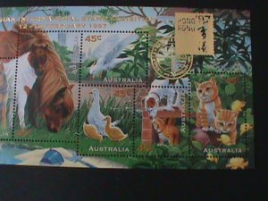 ​AUSTRALIA-SC#1563h-HONG KONG97 11TH ASIAN STAMP SHOW-LOVELY PETS MNH S/S