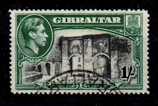 GIBRALTAR SG127 1938 1/= BLACK & GREEN p14 USED