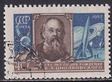 Russia 1957 Sc 1991 Rocket Astronautics Pioneer Konstantin Tsiolkovsky Stamp CTO