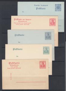 Germany Mi P40Aa/P65y unused. 1900-1902 Postal cards, 5 different, F-VF