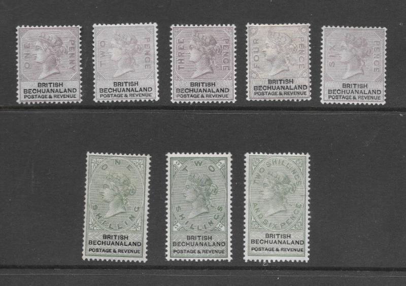 British Bechuanaland 11 to 18 w/watermarks - mh/mhh/mng Victoria