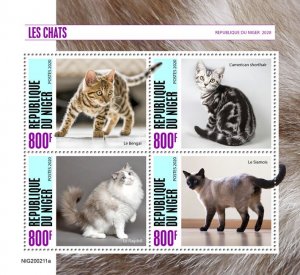 NIGER - 2020 - Cats - Perf 4v Sheet - Mint Never Hinged