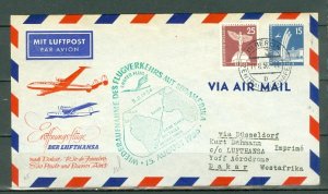 GERMANY BERLIN 1956 FIRST FLIGHT STATIONERY ENVELOPE(#9N127) + TO RIO