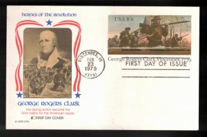 US Postal Card FDC - Heroes Of The Revolution George Clark - Fleetwood Cachet