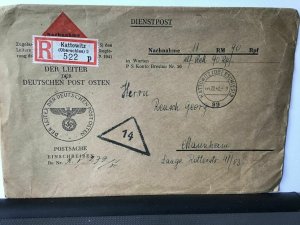 Germany 1942 registered Kattowitz Mannheim official stamps cover Ref R28301