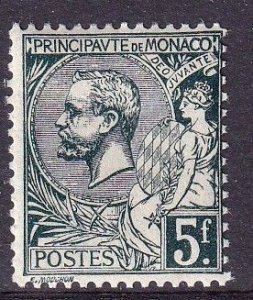 Monaco 1921 - Prince Albert I  - 5fr dk grn   , M-F-H   # 29